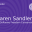 An example FOSSY badge for Karen Sandler, speaker from Software Freedom Conservancy
